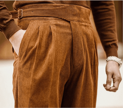 Pantalon clasico de cotele Grasso